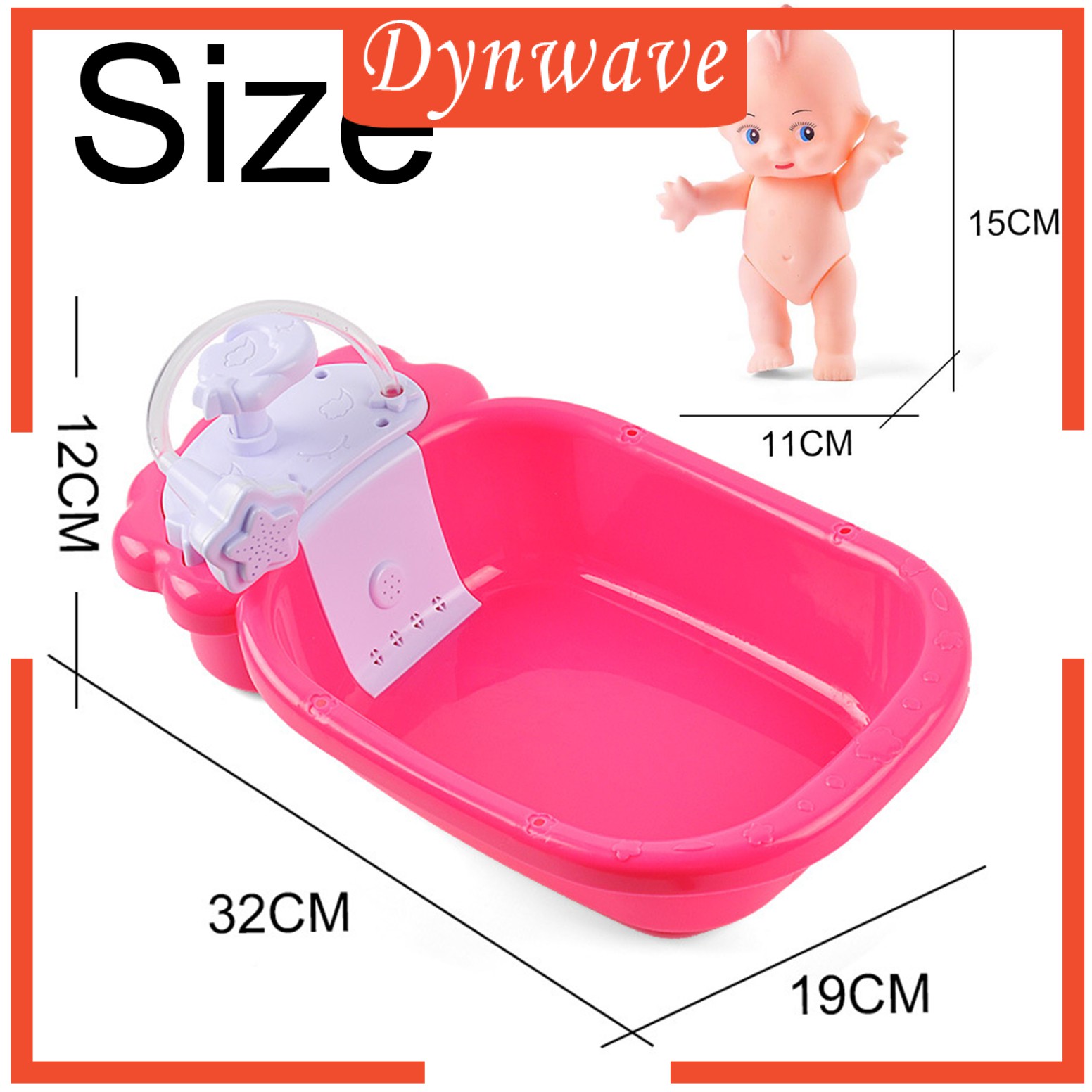 [DYNWAVE] Doll Bath Play Tub with Shower Pretend Play Infant Baby Kids Doll Toy Bathtub