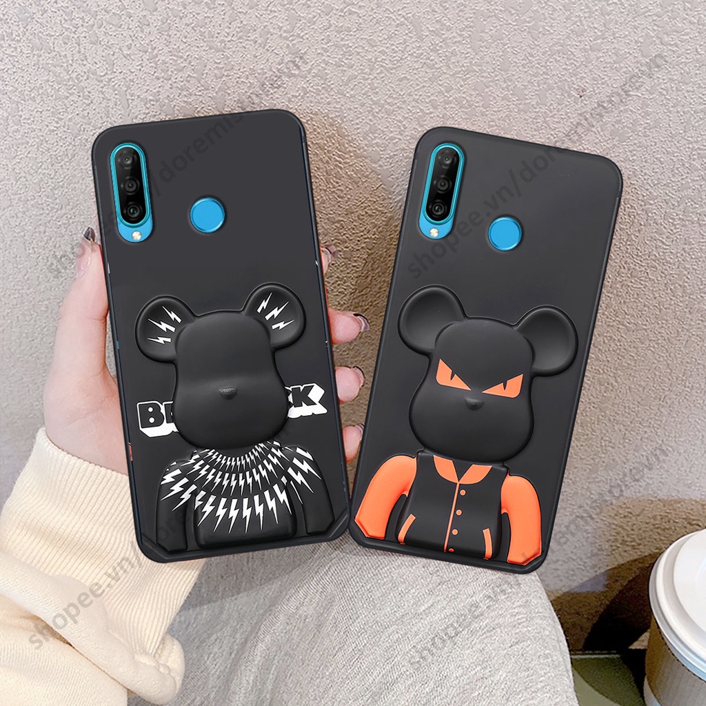 Ốp lưng Huawei Nova 4e / P30 Lite hình kaws, kith, bear brick nổi 3D phong cách độc đáo