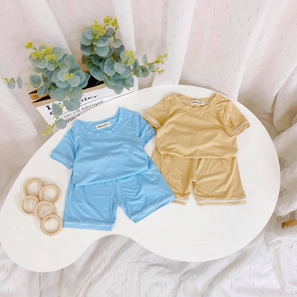Bộ thun lạnh cộc tay bé trai, bé gái nhiều màu Minky MKM2023 cho bé
