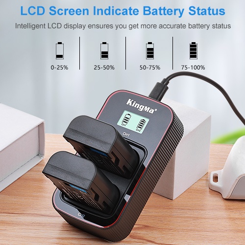 BỘ 2 PIN VÀ 1 ĐỐC SẠC ĐÔI KINGMA CHO PANASONIC DMW-BLF19/BLF19E BẢN MỚI (TẶNG KÈM HỘP CHỐNG ẨM)
