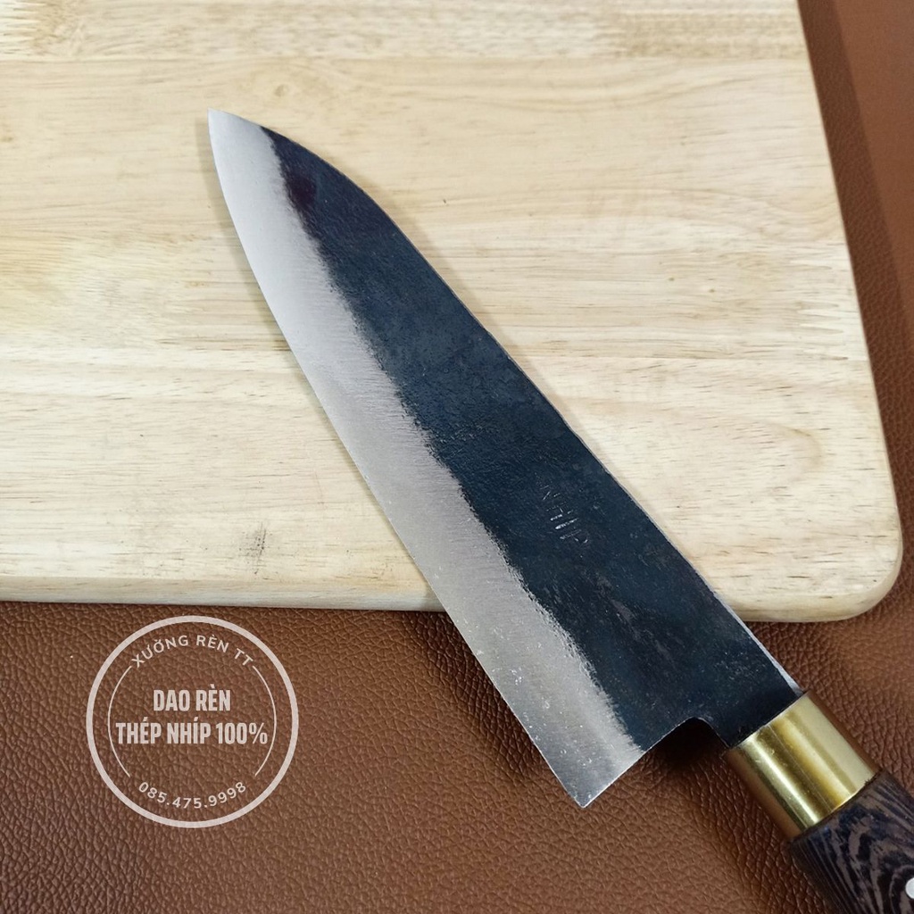 Dao Thái Lọc Thép Nhíp Nga - Dao Làm Bếp Rèn Thủ Công, Cán Gỗ Mun Cao Cấp