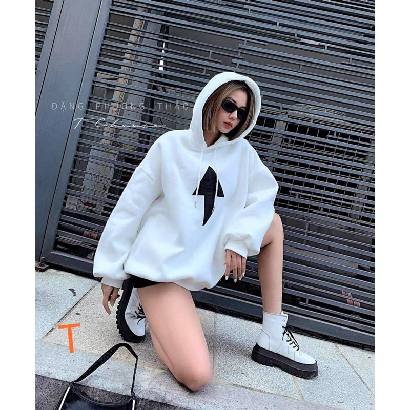set 2 áo đôi hoodie nỉ bông mũi tên mạng chấm than