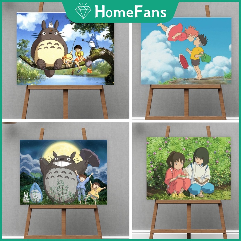 Tranh sơn dầu trang trí hình Totoro (40X50cm)