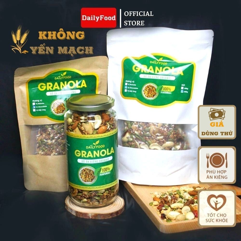 Granola ăn kiêng siêu hạt có Macca , Óc Chó Ngũ cốc giảm cân Mix 9 loại hạt DailyFood chính hãng