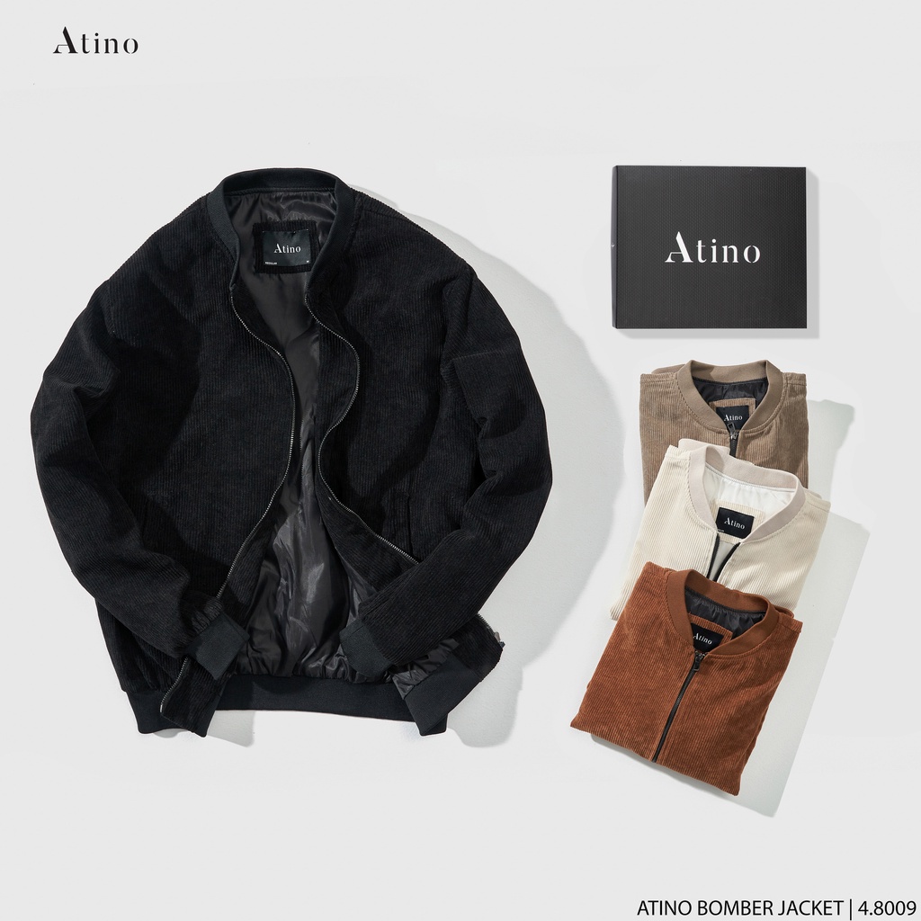 Áo Khoác Bomber Nam BUTA ATINO Vải Nhung Tăm 2 Lớp Cao Cấp Phong Cách Trẻ Trung Năng Động Form Regul