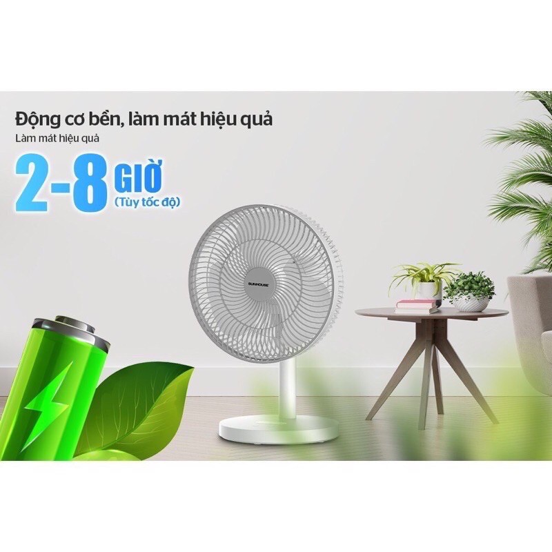 Quạt tích điện, quạt sạc tích điện SUNHOUSE SHD7115, bảo hành toàn quốc 12 tháng