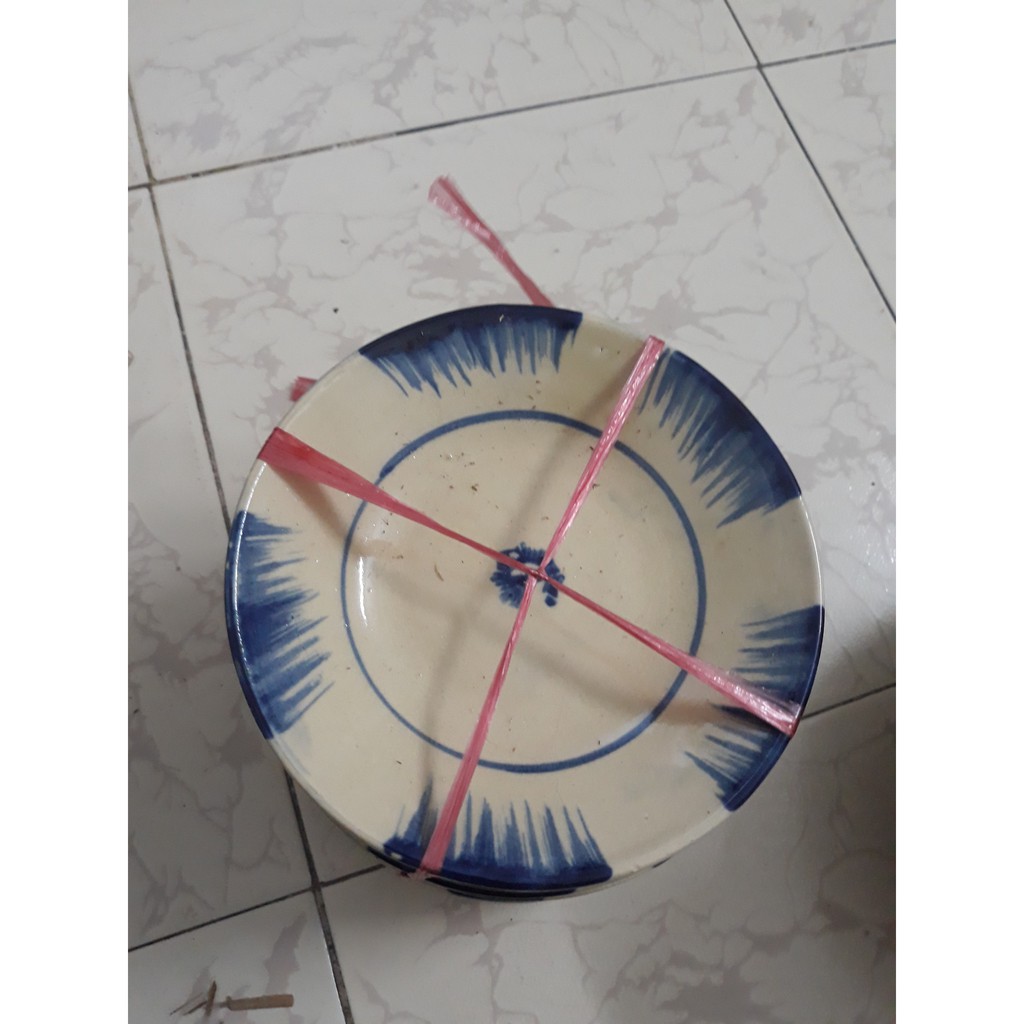 Dĩa sành phếch xanh Nam Bộ xưa 18 cm
