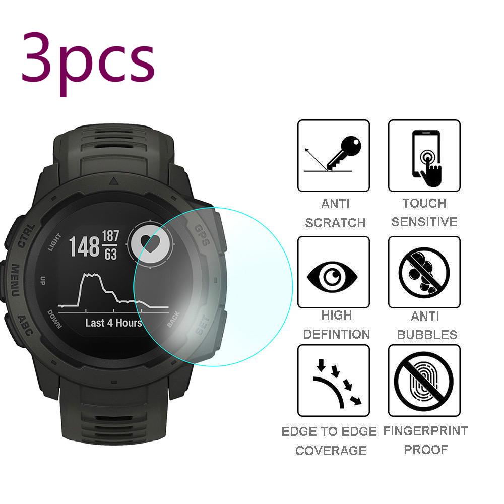 Set 3 Miếng Dán Kính Cường Lực Bảo Vệ Màn Hình Chống Để Lại Vân Tay Dành Cho Garmin Instinct