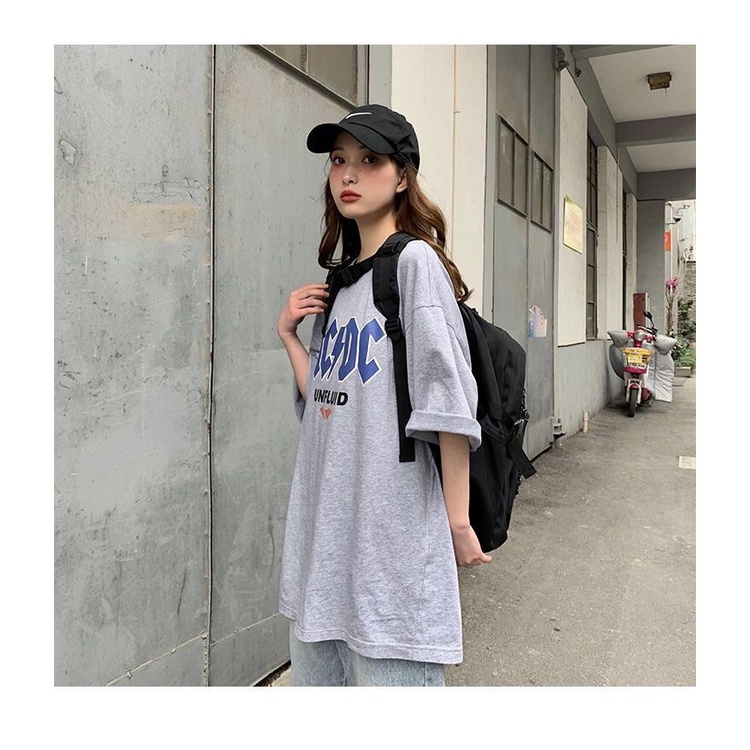 Áo thun tay lửng in họa tiết form rộng cá tính dành cho nữ áo thun trơn tay cộc