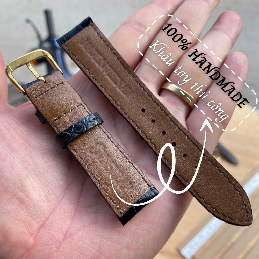 Dây da đồng hồ Vnstrap dây đồng hồ 18mm 20mm 22mm handmade da cá sấu dây đeo gia xịn cao cấp đẹp giá rẻ ROCO