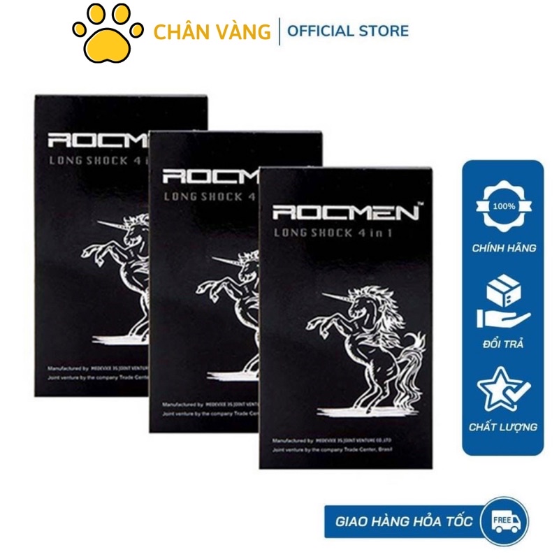 Bao Cao Su Gân Gai Kéo Dài Thời Gian ROCMEN Long Shock Hộp 12 Bao