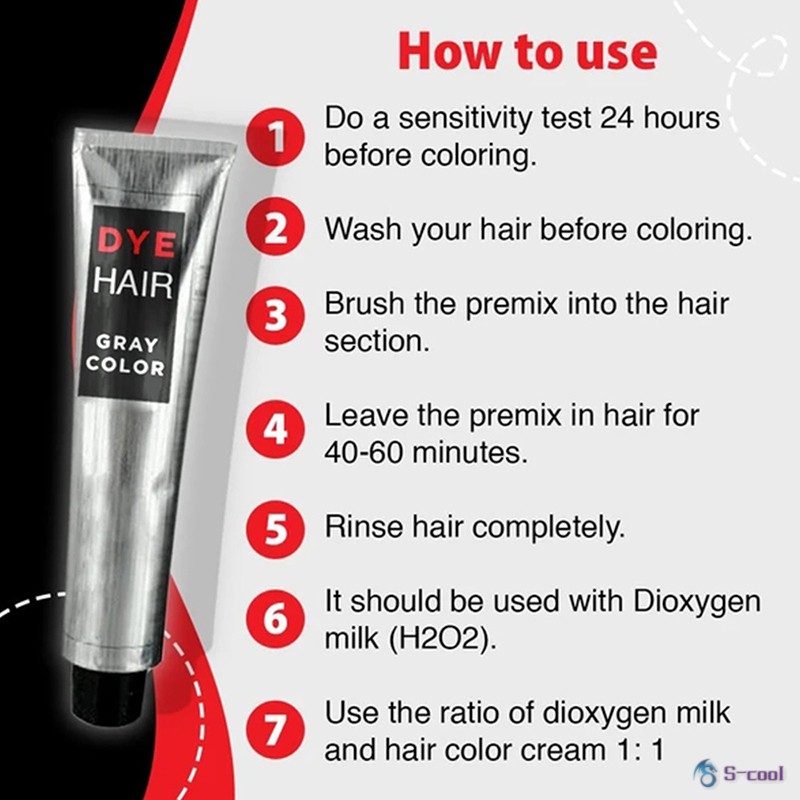 Hair Dye Cream Permanent Hair Coloring Cream Styling Tools for Women Men 100ML Gray Color | BigBuy360 - bigbuy360.vn