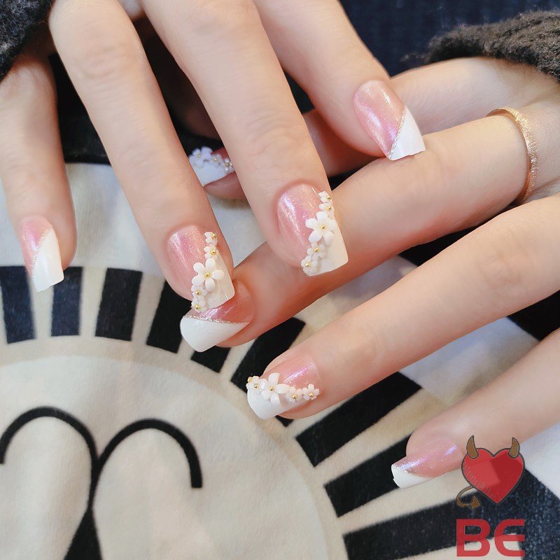 YADORNOS Set 24 Móng Tay Giả Đầu Vuông Họa Tiết Hoa Thời Trang