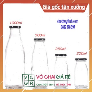 [RẺ VÔ ĐỊCH]Chai THỦY TINH sữa 200ml - 250ml - 300ml - 500ml - 1 LÍT NẮP THIẾC