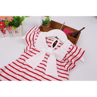 Áo váy kẻ thun cotton