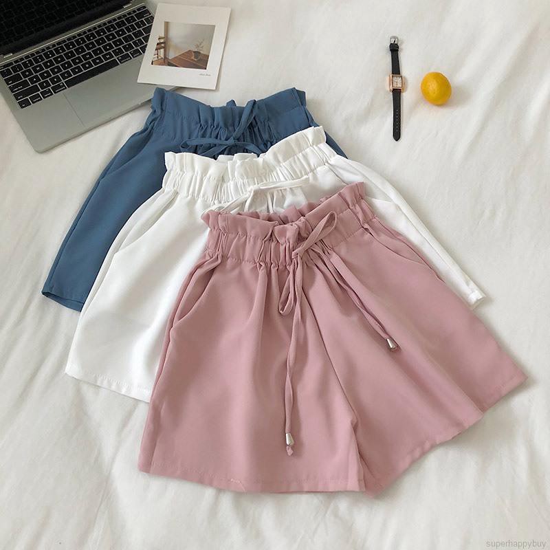 Quần short nữ ống rộng lưng cao