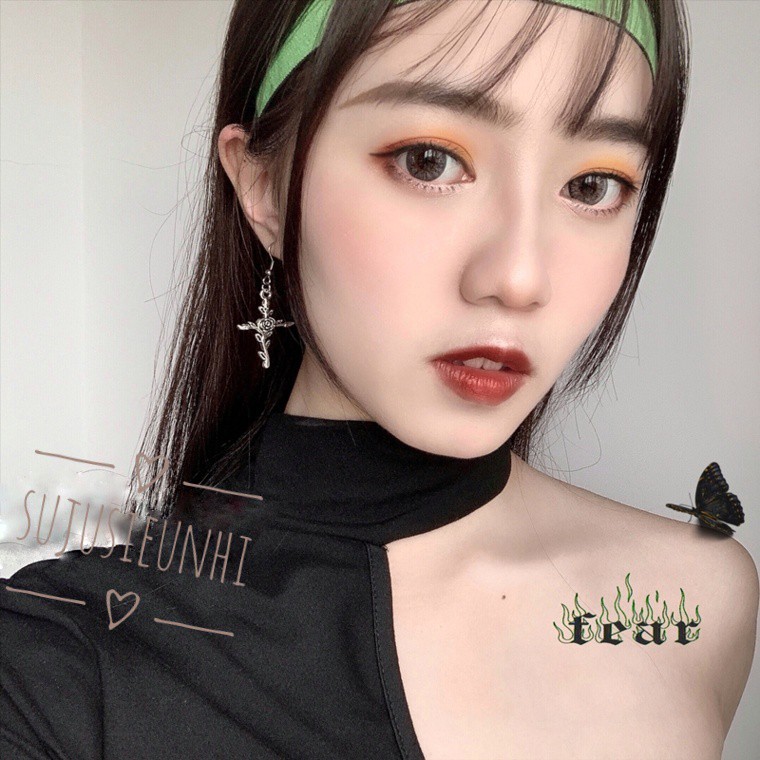 (có loại không xỏ) 5 mẫu- Khuyên tai Gothic hình chữ thập họa tiết nhiều kiểu