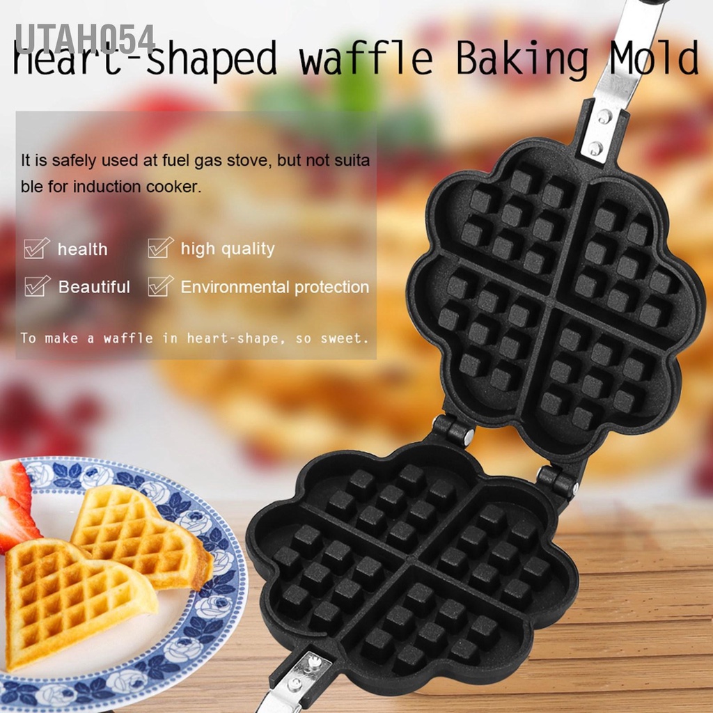 Hàng Sẵn Chảo nướng làm bánh quế không dính Khuôn Nướng Bánh Waffle Hình trái tim tiện dụng cho nhà bếp【Utah054】