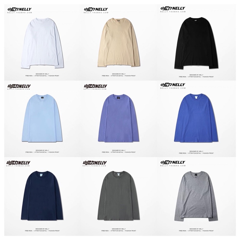 Áo thun dài tay trơn nhiều màu Nelly dáng rộng form unisex nam nữ đều mặc được