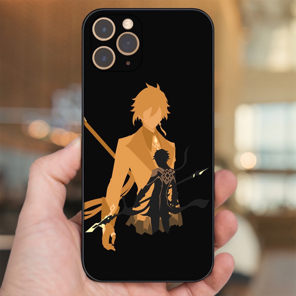 Ốp lưng iPhone 11 Pro dẻo đen cạnh vuông in hình Zhongli Genshin Impact