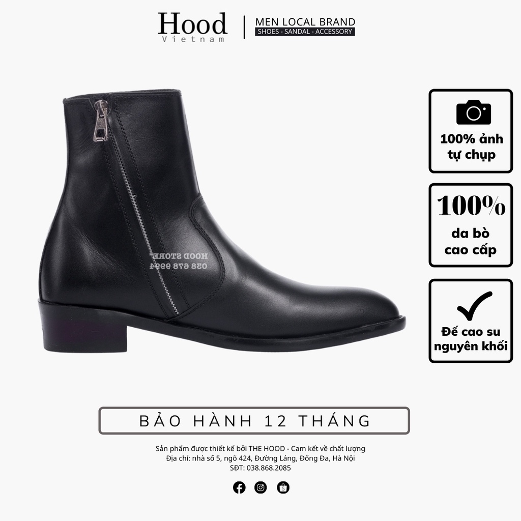 Giày Zip Boot không đai - Da trơn nguyên tấm - Đế cao su đuc nguyên khối + Bảo hành 12 tháng hood hoodvn | BigBuy360 - bigbuy360.vn