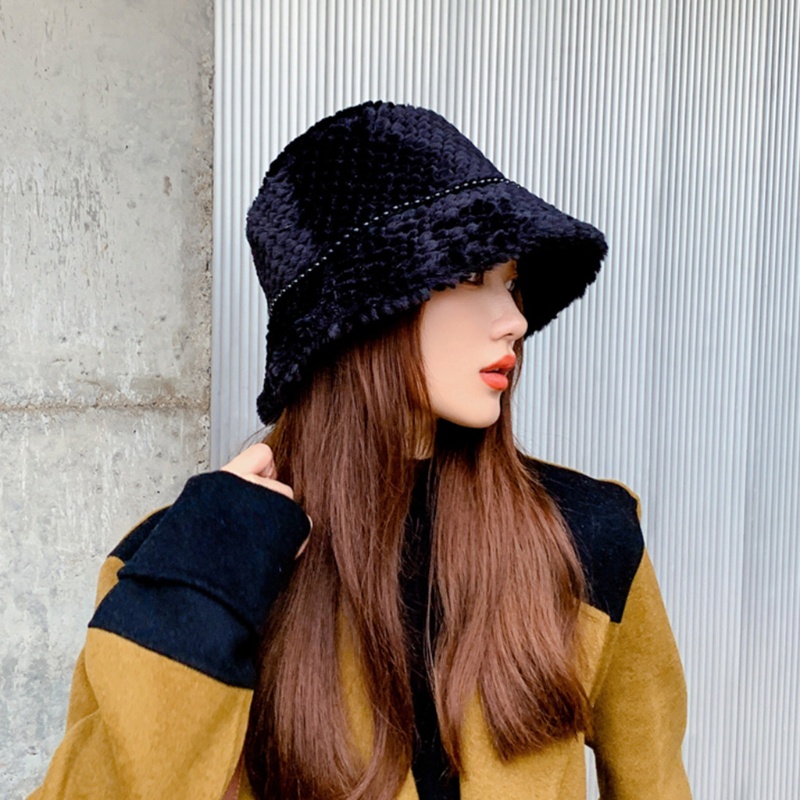 Mũ Tai Bèo Phối Lông Đính Hạt Ngọc Trai Đơn Giản Sáng Tạo Dễ Phối Đồ Hàng Ngày