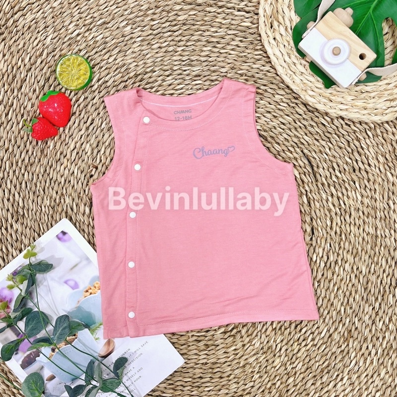 Áo gile cài chéo cho bé vải cotton họa tiết đáng yêu Chaang chính hãng(0-36m)