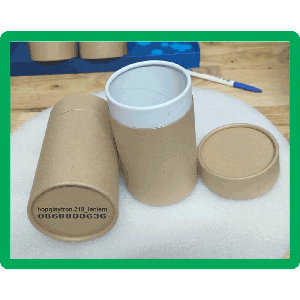 Hộp giấy tròn kraft đựng trà 73x 160mm, bán hộp giấy tròn kraft tphcm số lượng ít theo yêu cầu có sẵn H73160