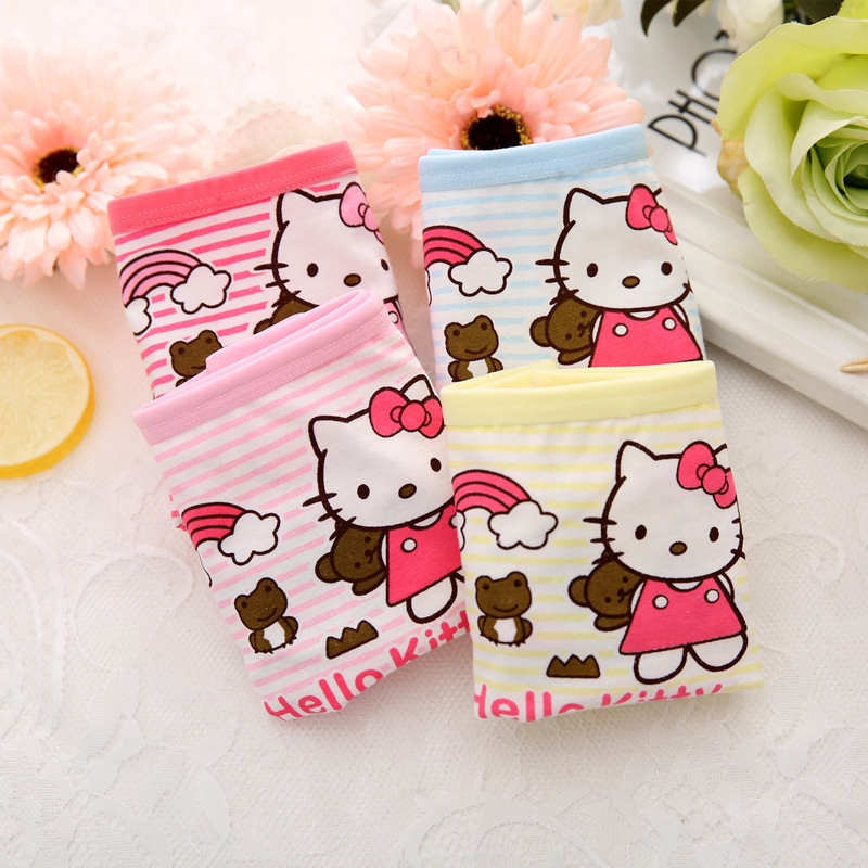 1 Quần Lót Boxer Cotton Thoáng Khí In Hình Hello Kitty Cho Bé Gái