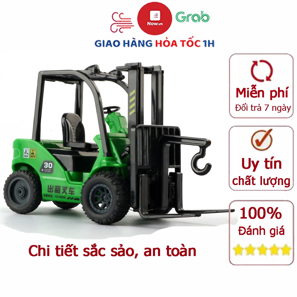 Mô hình xe đồ chơi xe nâng móc hàng nhựa ABS an toàn, chi tiết sắc sảo (có thể để làm trưng bày-màu xanh lá cây)