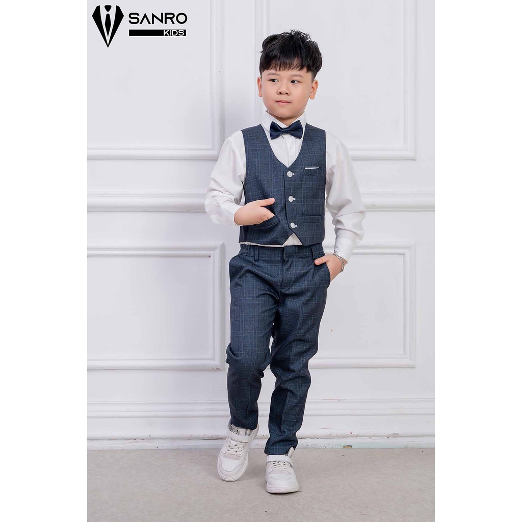 Bộ vest bé trai thiết kế rêu kẻ