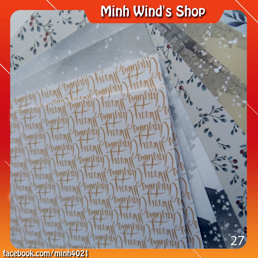 [27] Winter Wonderland 160gsm - Giấy in họa tiết Vintage làm Lovebox, scrapbook, mini album