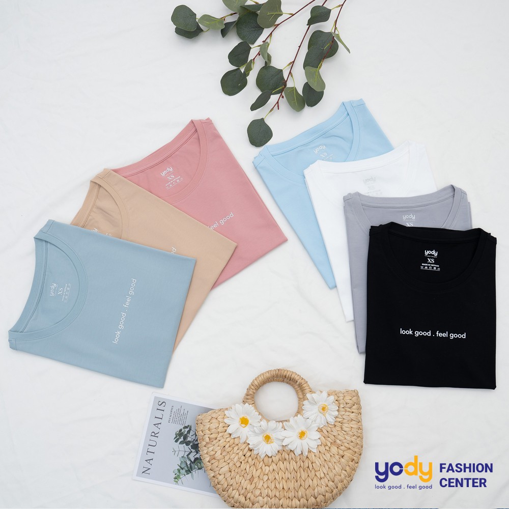 Áo phông nữ YODY cổ tròn form rộng vải cotton thoáng mát PPN4134 | BigBuy360 - bigbuy360.vn