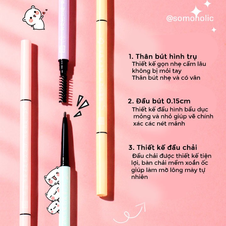 Bút Chì Kẻ Mày Xixi Eyebrow Pencil Kẹo Ngọt Lâu Trôi Somoholic CKM3