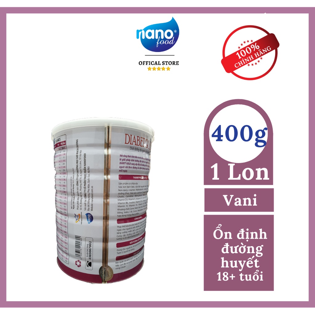 Sữa non tiểu đường Diabet Gold 400G - dinh dưỡng dành cho người tiểu đường