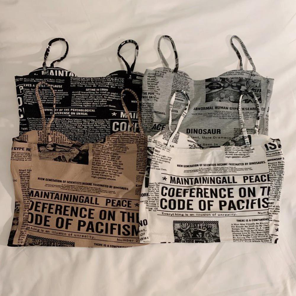 SOMEDAYZL Áo Tank Top Sát Nách In Chữ Kiểu Hàn Quốc Thời Trang Mùa Hè Quyến Rũ