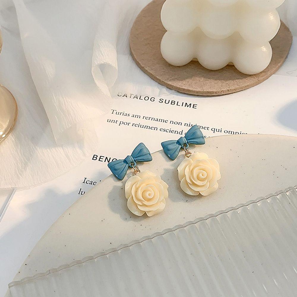 Bông Tai Hình Nơ Xanh Thời Trang Dành Cho Nữ|Hoa Phong Cách Hàn Quốc Xinh Xắn Cho Nữ