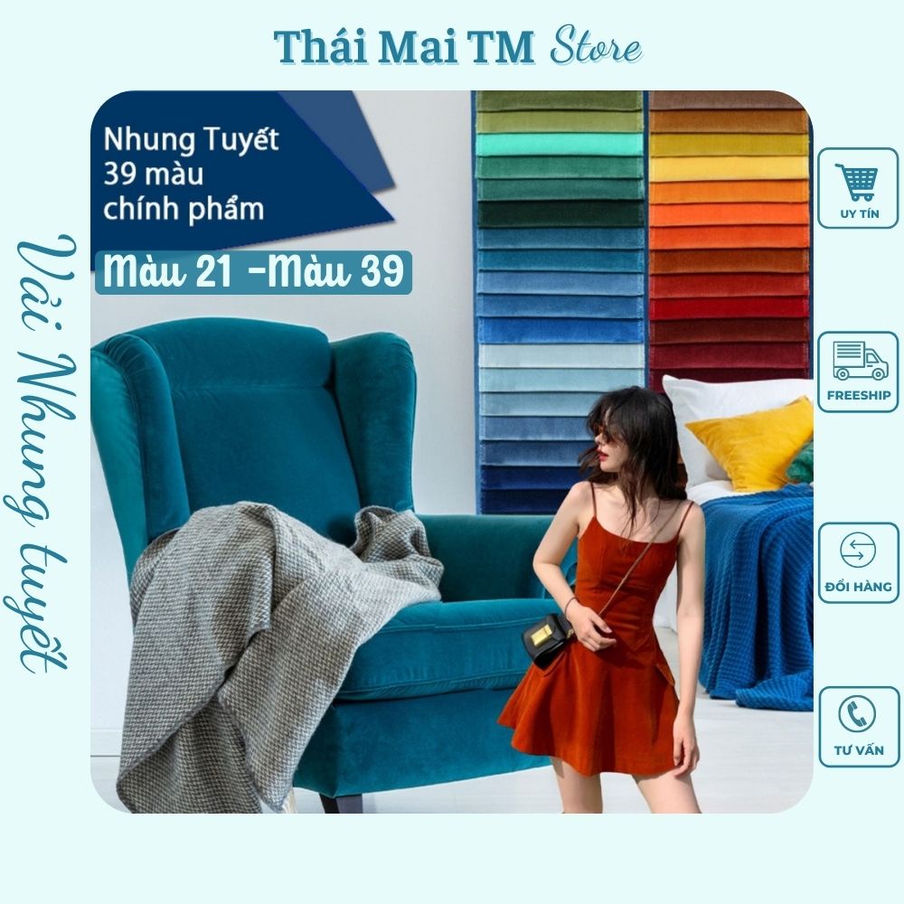 Vải Nhung tuyết,Vải nhung 7 biên,Vải nhung trơn,Vải may áo dài chính phẩm khổ 1m6 - ThaiMaiTM )