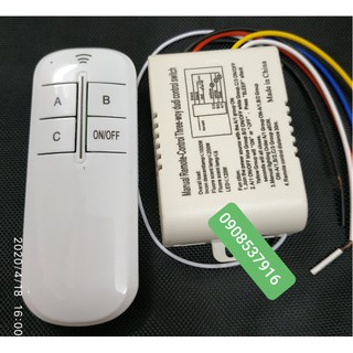 Công tắc điều khiển từ xa RF 3 cổng(3 đèn xuyên tường)