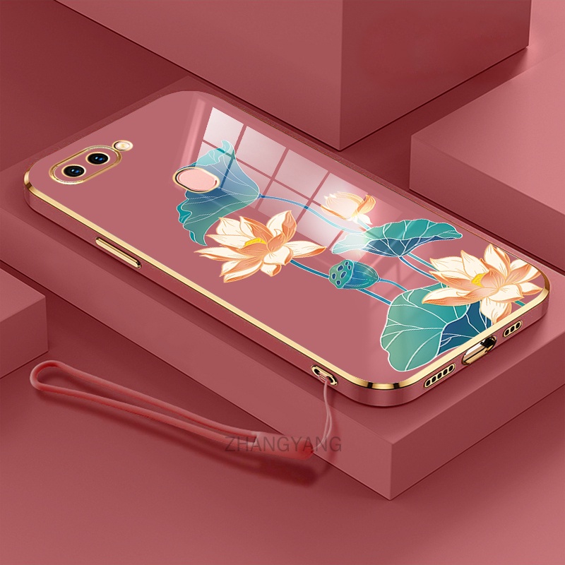 Ốp Lưng Oppo A5S A12 A7 F9 Ốp Điện Thoại Oppo A5S A12 A7 F9 Ốp Điện Thoại Tpu Dẻo Mạ Màu Họa Tiết Hoa Sen Sang Trọng