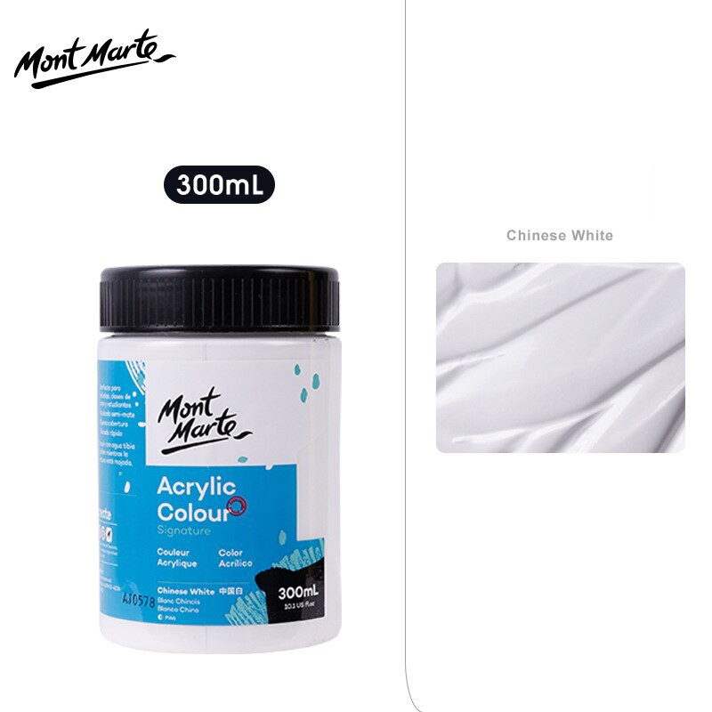 Màu Acrylic Mont Marte 300ml - Chinese White - Acrylic Colour Paint Signature 300ml (10.1oz) - MSCH3052