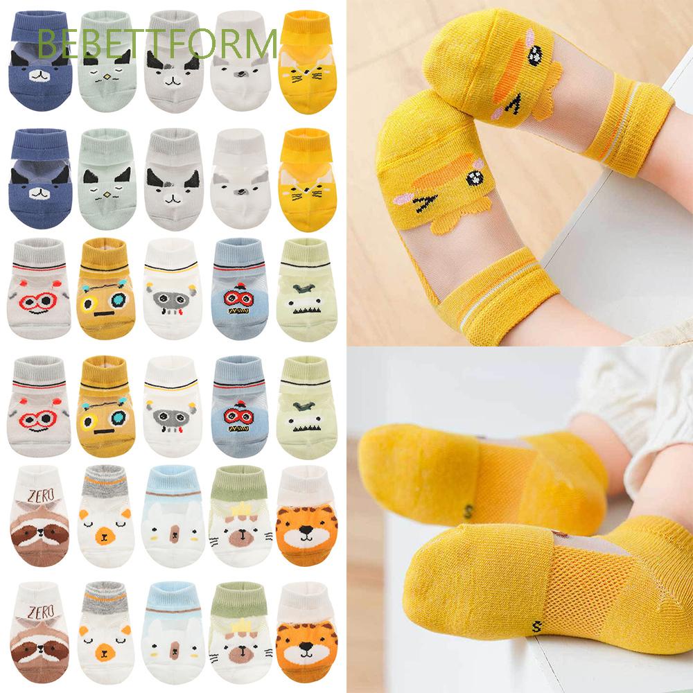 Set 5 Đôi Vớ Cotton Mềm Chống Trượt In Hình Hoạt Hình 3d Dễ Thương Cho Bé 0-3 Tuổi