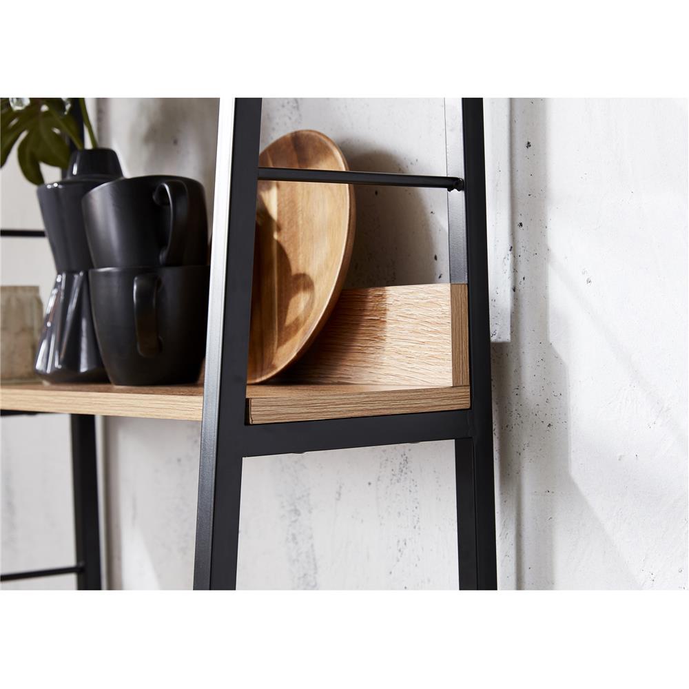 HomeBase FURDINI Kệ 5 tầng bằng thép có ngăn bằng gỗ ép thiết kế mở hiện đại Thái Lan W60xH160,5xD35cm màu nâu/đen