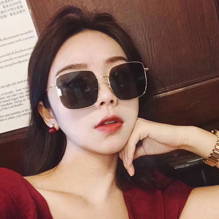 Kính râm nam nữ Hàn Quốc Kính râm kim loại gọng lớnUV400