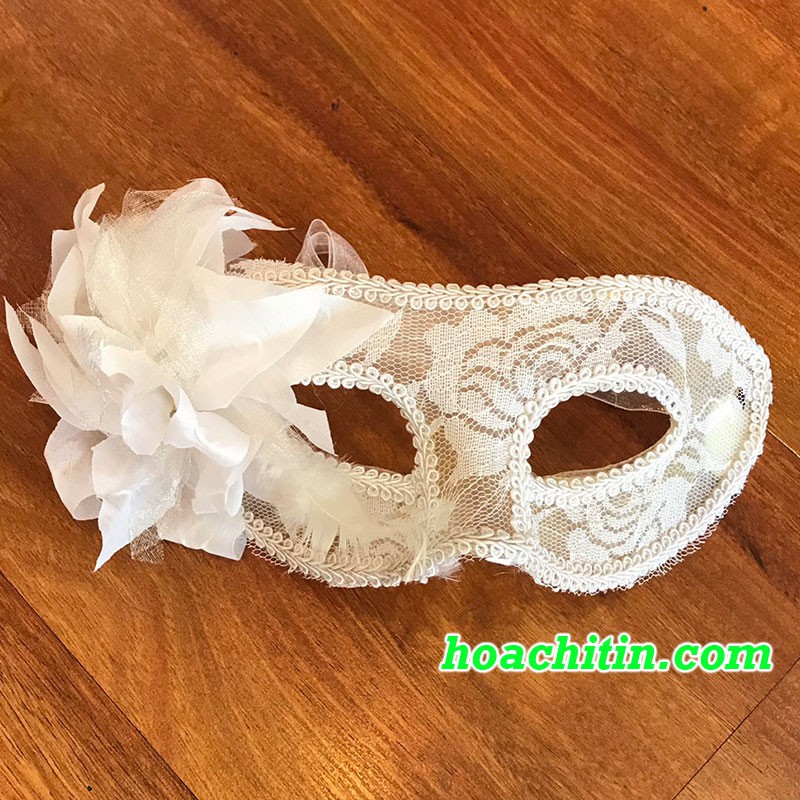 Mặt nạ nửa mặt dự tiệc hóa trang halloween lễ hội ren nhựa trong suốt