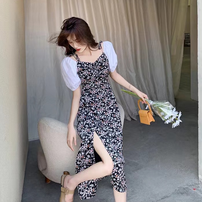 Đầm Hai Dây In Hoa Thời Trang Hàn Quốc Mới Cho Nữ