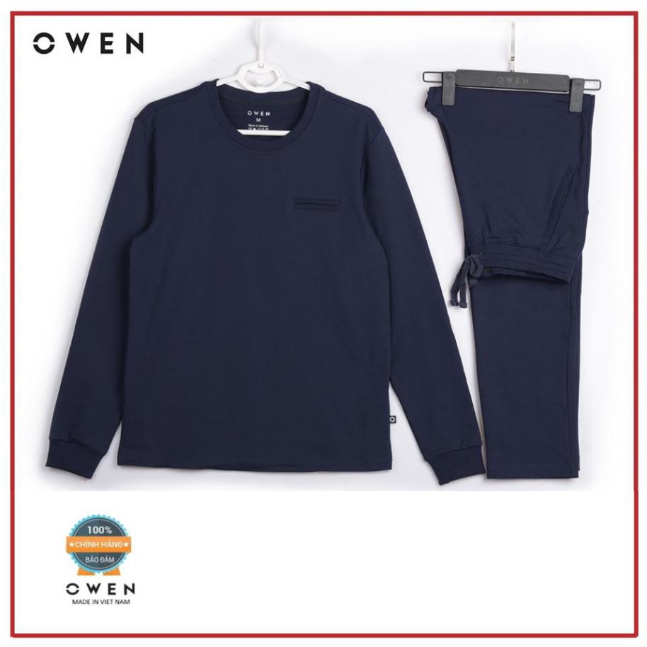HOT (Đủ Size) . OWEN - BỘ NỈ NAM OWEN QUẦN ỐNG XUÔNG MÀU XANH NAVY 81253 Cực Đẹp . . 002 👈 ⇤ .