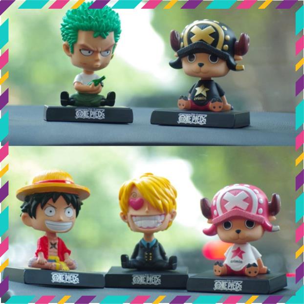 Mô hình One Piece Luffy, Zoro, Sanji, Chopper Lắc Đầu, Kê Điện Thoại, Trang Trí Decor Ô tô, Góc Học Tập - Tượng Figure