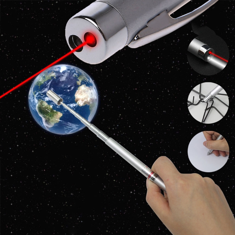 T07 Laser Pointer Torch Ballpoint Pen & Telescopic 4 in 1 Pointer for Presentations