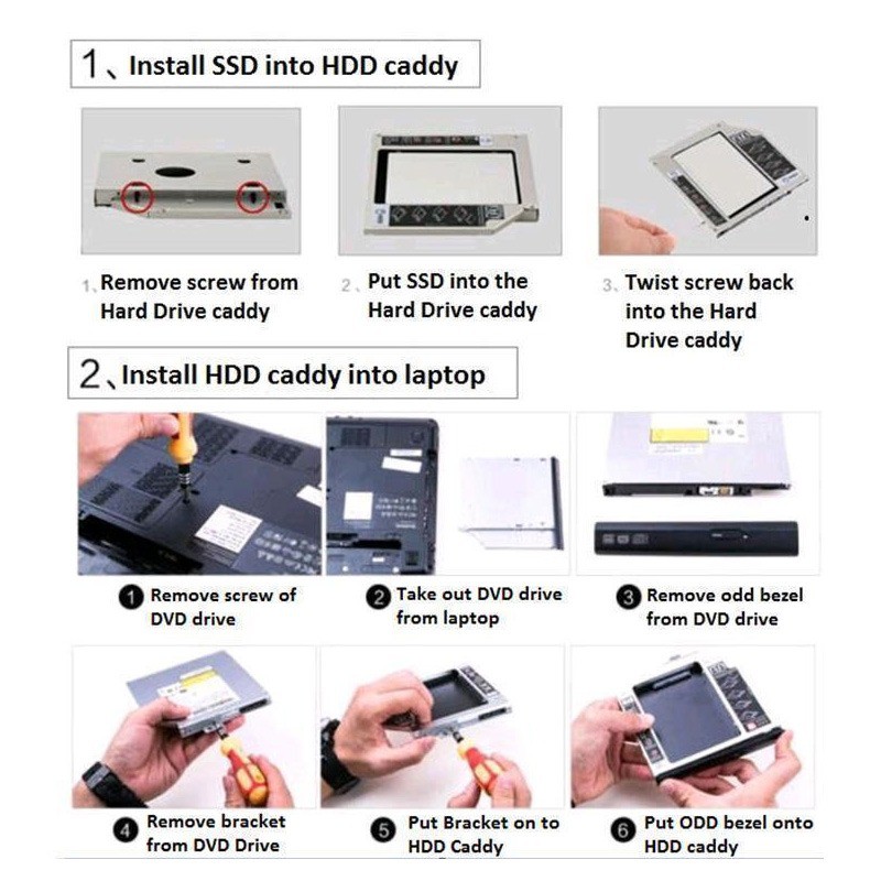 Ổ Cứng Ssd Hdd 2.5 "Slim 9.5mm Sata Sang Sata Dvd